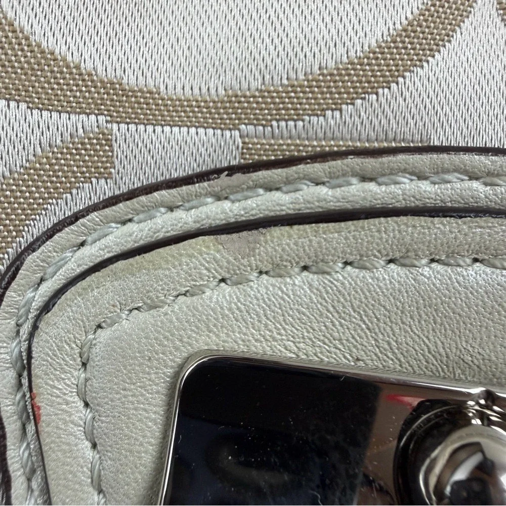 COACH Kristin Op Art Signature East West Crossbody‎ Sateen Shoulder Beige Canvas